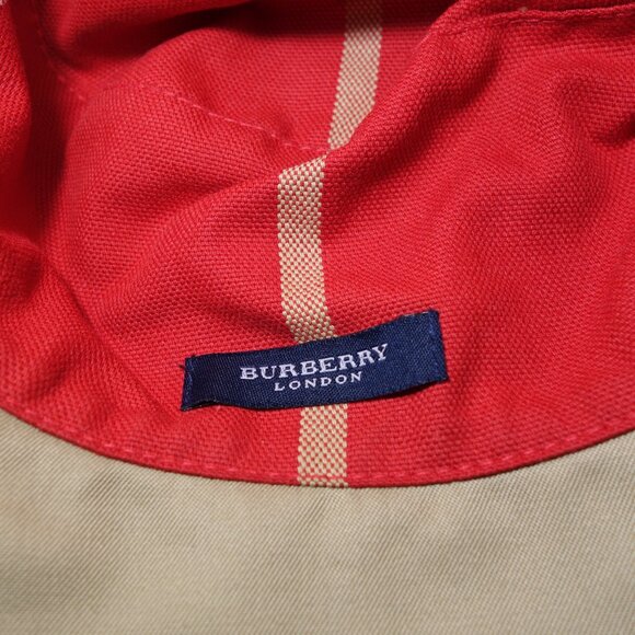 Burberry London Beige & Red Plaid Nova Check-Trimmed Bucket Hat, Size Small - Picture 8 of 8